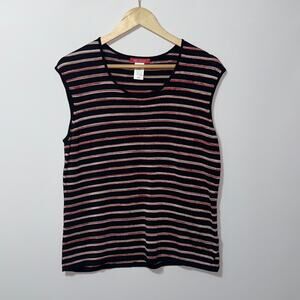 Anne Klein Red Black Sleeveless Blouse women’s size large